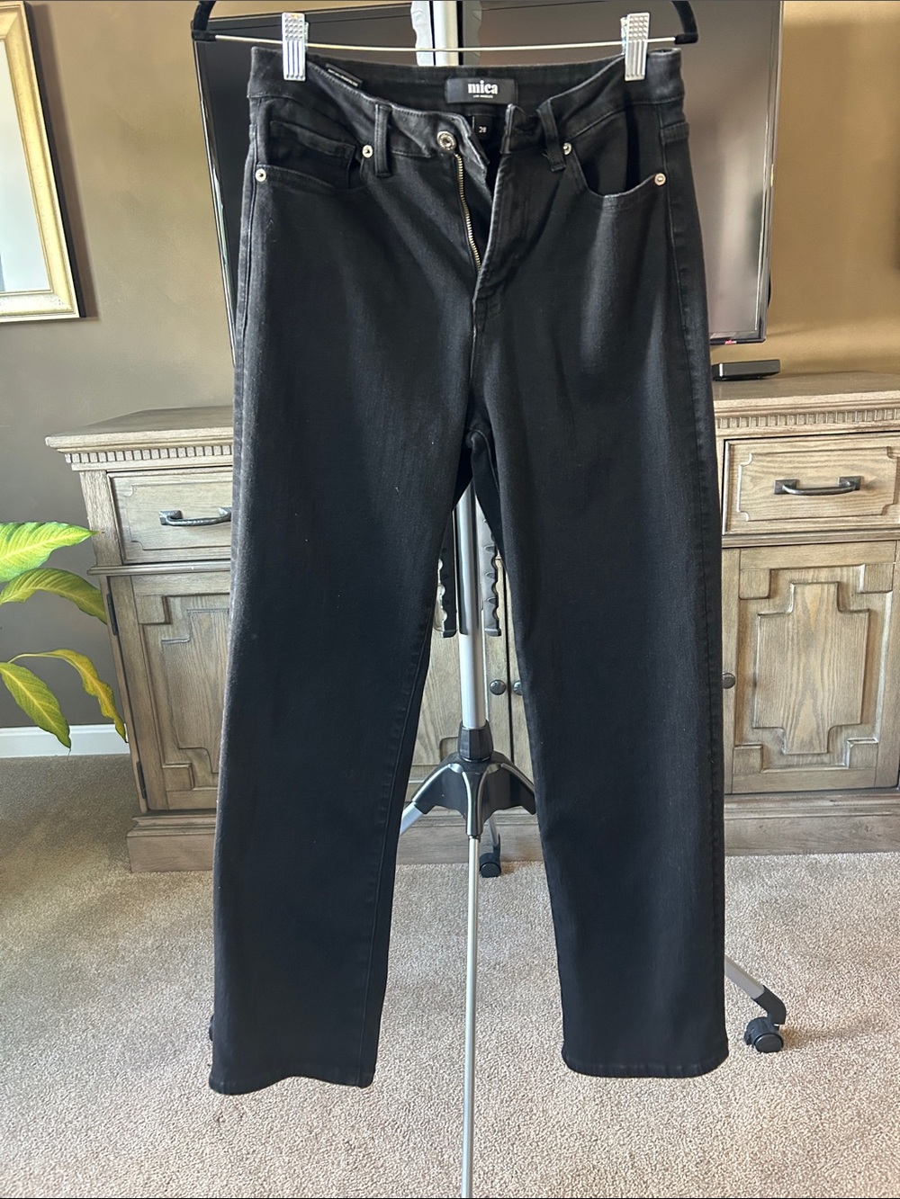Mica Black High-Rise Straight Jeans - Black